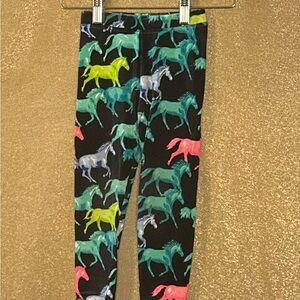 Kids Horse Print Leggings - Black and Multicolor